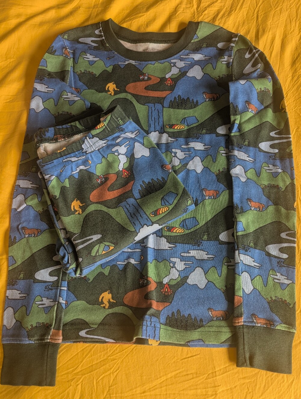 🏕️ L.L. Bean Boy's 100% Organic Cotton Scenic Print Pajama Set; Size: 10